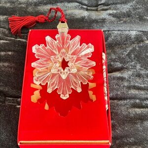 Elegant Crystal Snowflake Ornament with Red Tassel